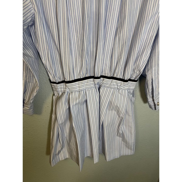 Maje Striped Cotton Shirt Mini Dress Blue White Size 4 Preppy Party - Picture 13 of 14